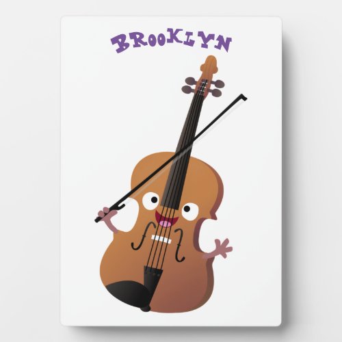 Cute funny violin musical cartoon character plaque