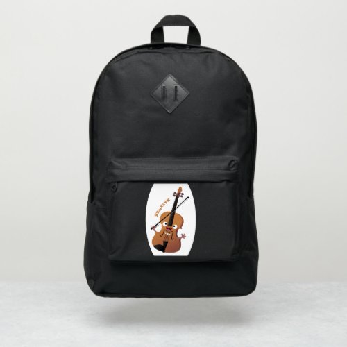 Cute funny violin musical cartoon character port authority backpack