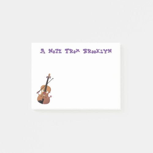 Cute funny violin musical cartoon character post_it notes