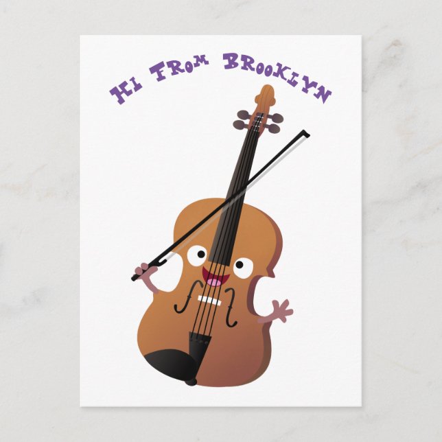 Cute funny violin musical cartoon character postcard (Front)