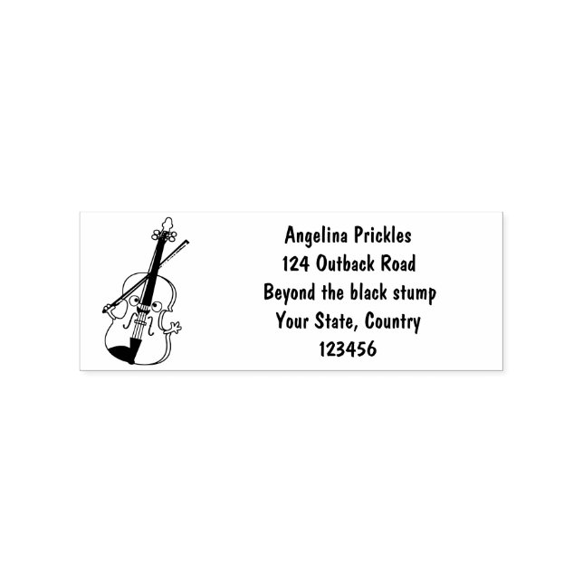 Cute funny violin musical cartoon character rubber stamp (Imprint)