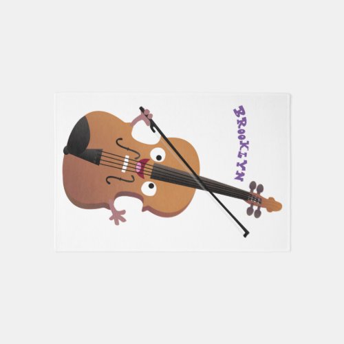 Cute funny violin musical cartoon character rug