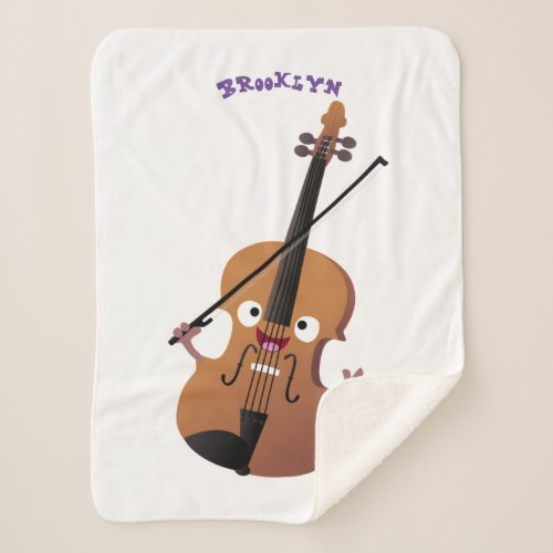 Cute funny violin musical cartoon character sherpa blanket