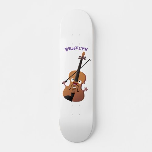 Cute funny violin musical cartoon character skateboard