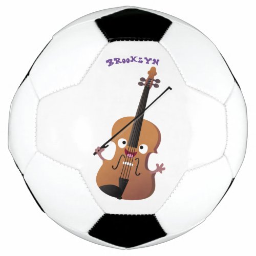 Cute funny violin musical cartoon character soccer ball