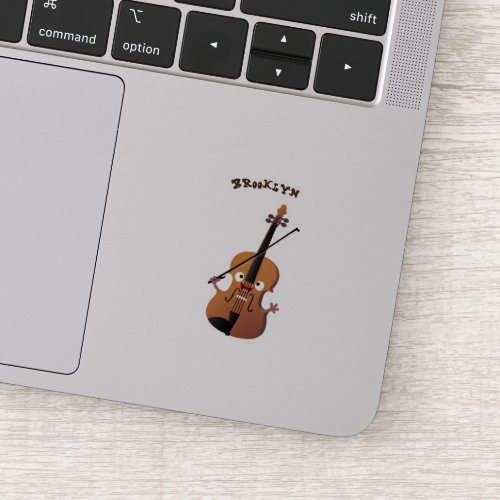 Cute funny violin musical cartoon character sticker
