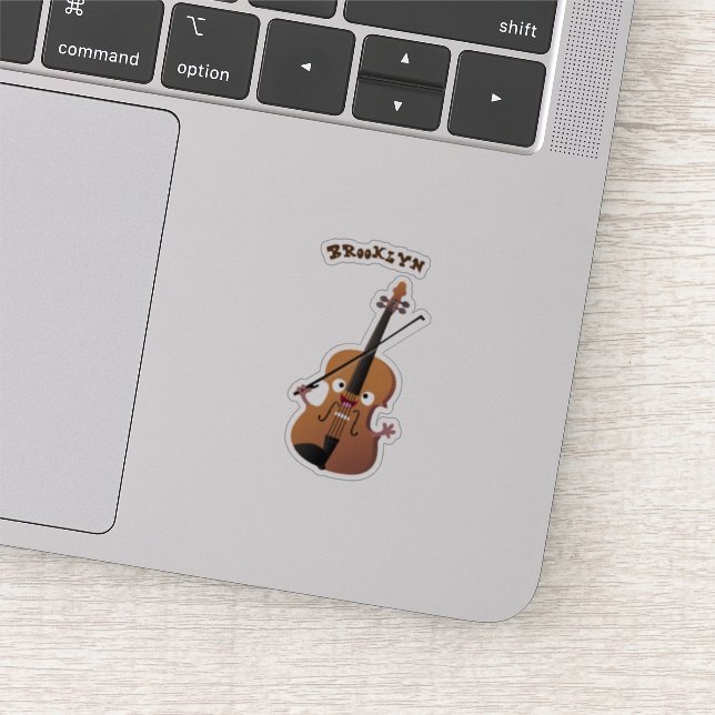 Cute funny violin musical cartoon character sticker (Detail)