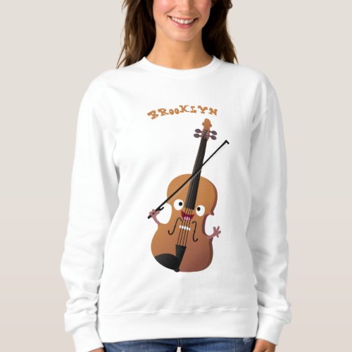 Cute funny violin musical cartoon character sweatshirt