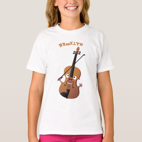 Cute funny violin musical cartoon character T_Shirt