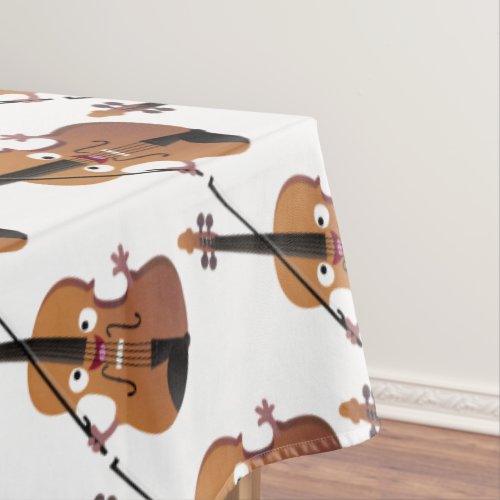 Cute funny violin musical cartoon character tablecloth
