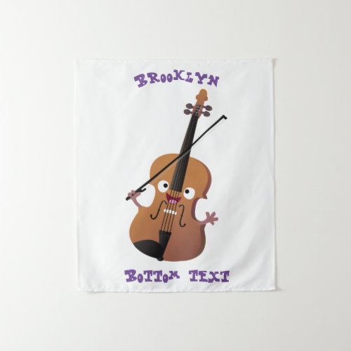 Cute funny violin musical cartoon character tapestry