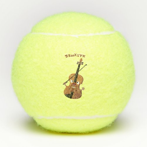 Cute funny violin musical cartoon character  tennis balls
