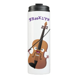 Cute funny violin musical cartoon character thermal tumbler