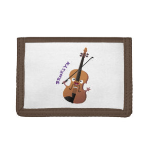 Cute funny violin musical cartoon character tri-fold wallet