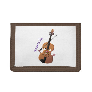 Cute funny violin musical cartoon character tri-fold wallet