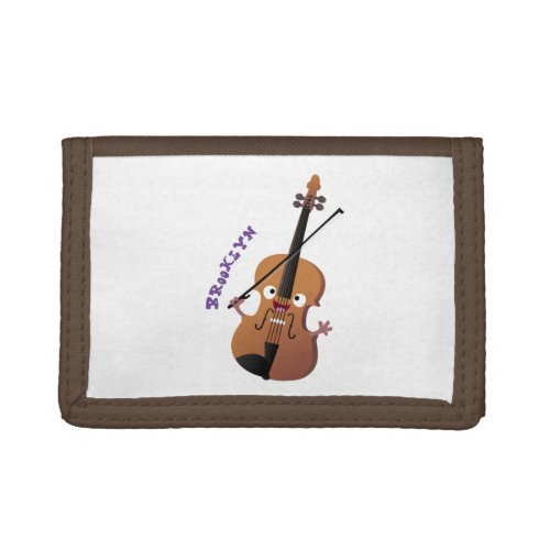 Cute funny violin musical cartoon character trifold wallet
