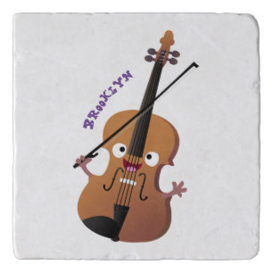 Cute funny violin musical cartoon character trivet