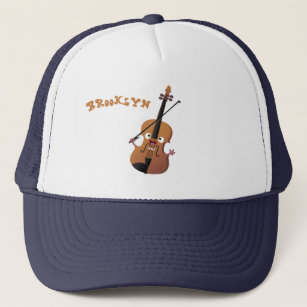 Cute funny violin musical cartoon character trucke trucker hat