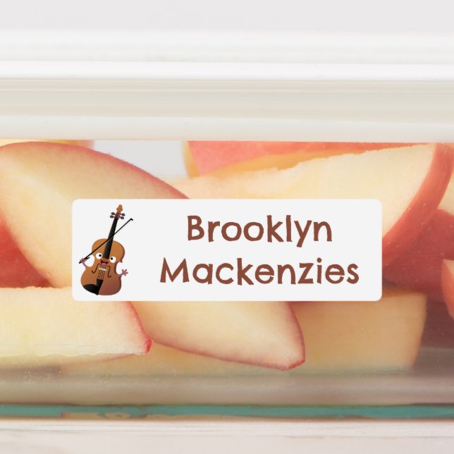 Cute funny violin musical cartoon personalized labels (Affixed)