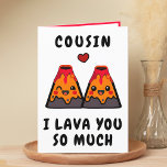 Cute Funny Volcano Lava Cousin Happy Birthday Thank You Card<br><div class="desc">Looking for a unique way to express your love and humor to your relative? Our funny volcano lava greeting card is the perfect choice for your cousin on his or her birthday! Customize it by adding your own personal message. Design features two happy volcanos and a red heart. Great way...</div>