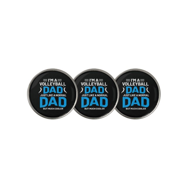 Cute Funny Volleyball Gift For Dads and Men Golf Ball Marker (3 Up)