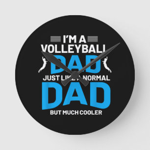 Cute Funny Volleyball Gift For Dads and Men Round Clock
