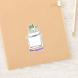 Cute funny washing machine cartoon illustration sticker