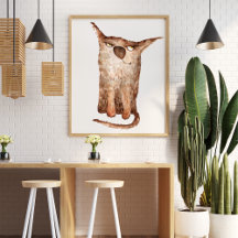 Cute funny watercolor cat illustration decorative