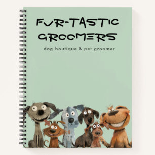 Cute Funny Watercolor Dog Groomers Boutique Blue Notebook