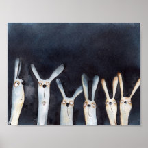 Cute funny watercolor hares abstract design