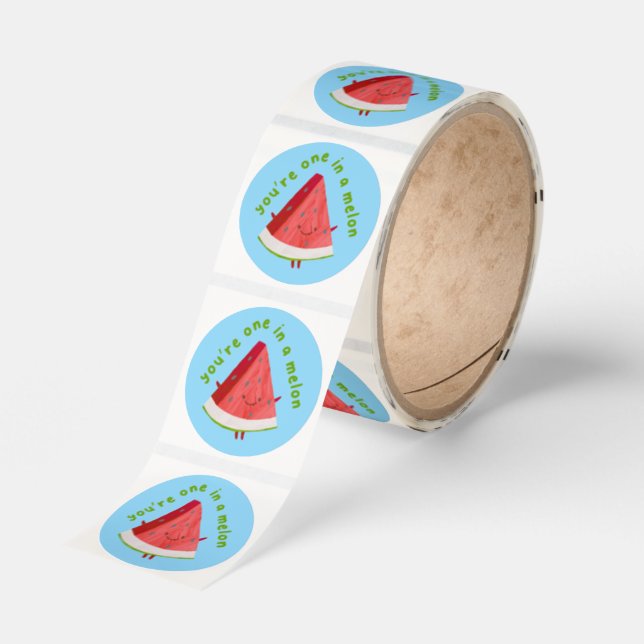 Cute Funny Watermelon Pun  Classic Round Sticker (Roll)