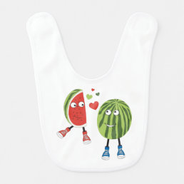 Cute Funny Watermelons In Love Baby Bib