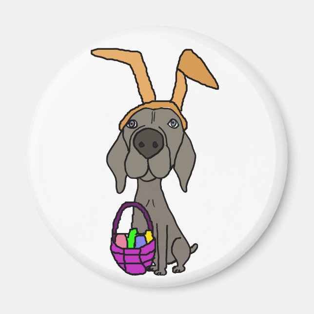 Cute Funny Weimaraner with Bunny Ears Magnet (Front)