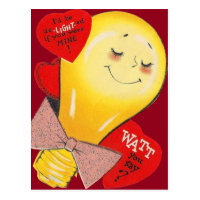 Cute Funny Weird Light Bulb Heart Valentine Postcard