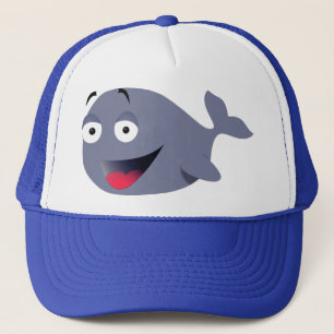 Cute Funny Whale Cartoon Drawing Trucker Hat