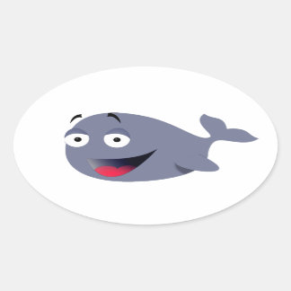 Cute Funny Whale Kids Party Drawing Oval Sticker