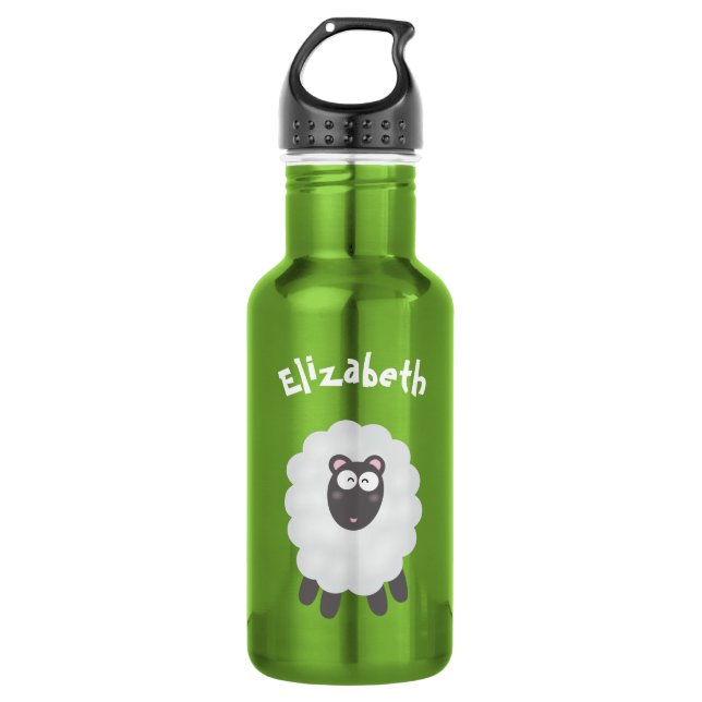 Cute Funny Whimsical Pun I Love Ewe Custom Name Stainless Steel Water Bottle (Front)