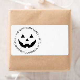 Cute funny white jack o lantern Halloween address Label