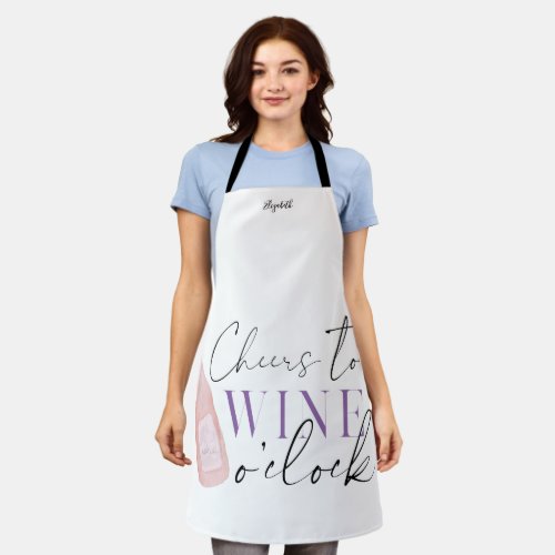 Cute Funny WIne oclock Monogram Apron