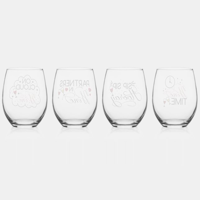 Cute Funny Wine Puns Stemless Wine Glass | Zazzle