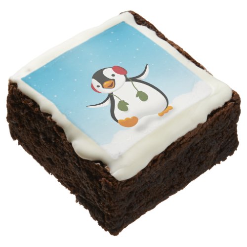 Cute Funny Winter Penguin Brownie