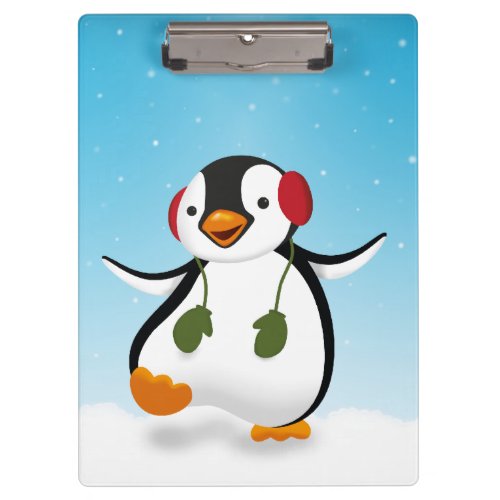 Cute Funny Winter Penguin Clipboard