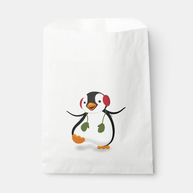 Cute Funny Winter Penguin Favor Bag (Front)