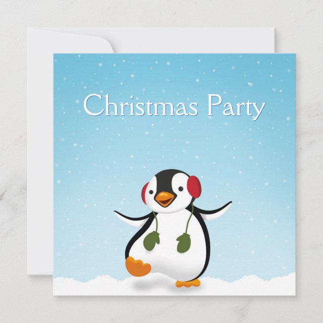 Cute Funny Winter Penguin Invitation (Front)