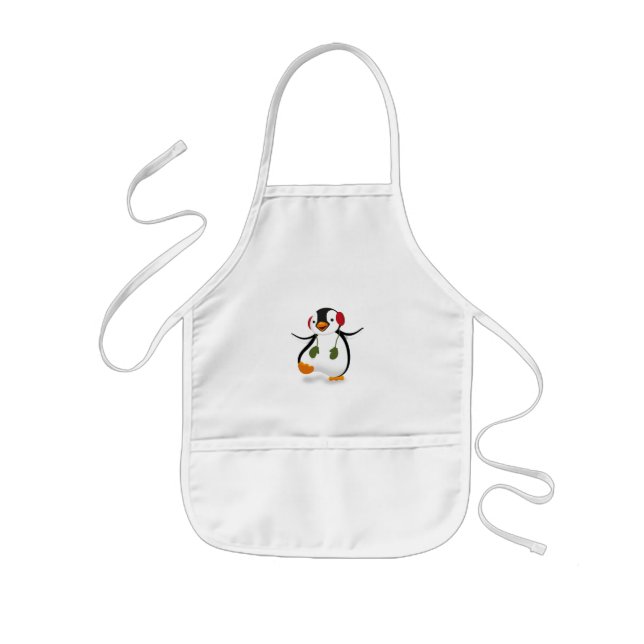 Cute Funny Winter Penguin Kids' Apron (Front)