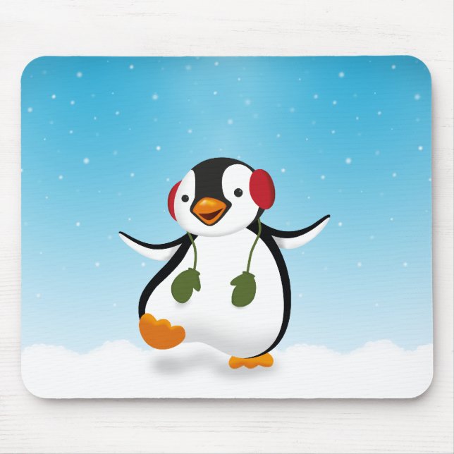 Cute Funny Winter Penguin Mouse Pad (Front)