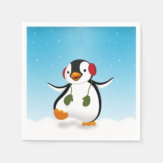 Cute Funny Winter Penguin Napkins