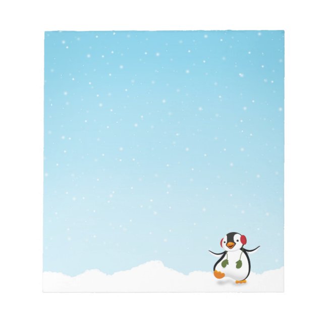 Cute Funny Winter Penguin Notepad (Front)