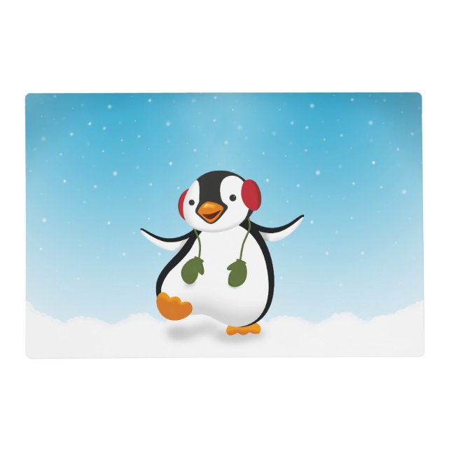 Cute Funny Winter Penguin Placemat (Front)