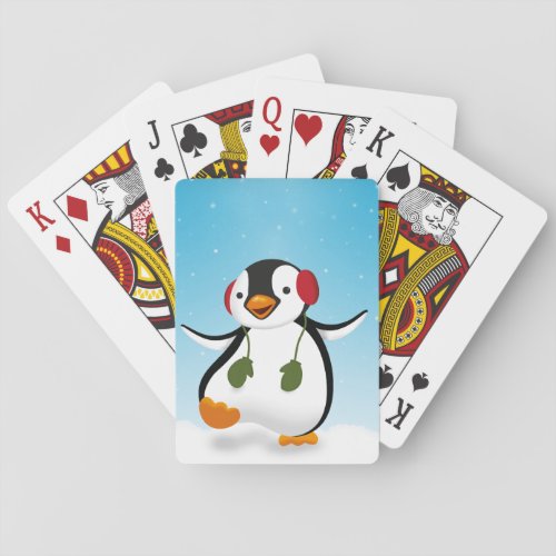 Cute Funny Winter Penguin Poker Cards